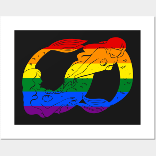 Gay Infinity Mermaids- Black Posters and Art